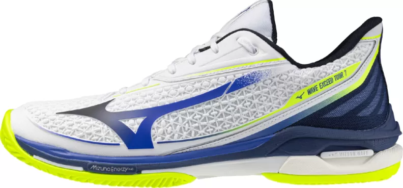 Mizuno Sport WAVE EXCEED TOUR 7 CC Tennis - white/dazzling blue/lightning yellow