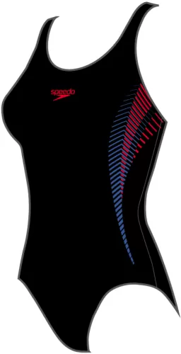 Speedo Placement Muscleback Female Adult - Black/Fed Red/Chr