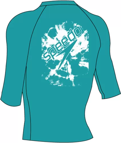 Speedo Printed Short Sleeve Rash Top Male Junior/Kids (6-16) - Aquarium/White