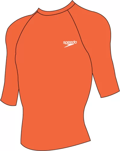 Speedo Printed Short Sleeve Rash Top Male Junior/Kids (6-16) - Boost Orange/Whit