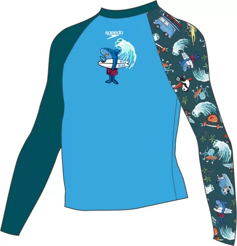 Speedo Long Sleeve Printed Rash Top Textil Male Infant/Toddler (0- - Pluto/Azure/White