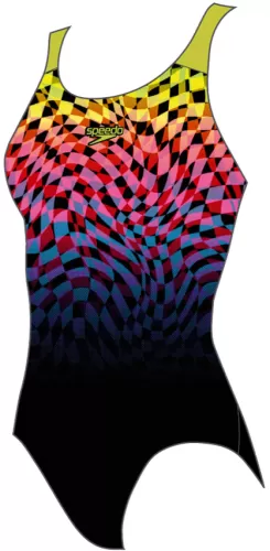 Speedo Digital Placement Powerback Swimwear Female Junior/Kids - Black, Bitter L