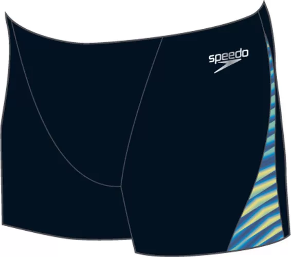 Speedo Allover Digi V-Cut Aquashort Swimwear Male Adult - Black/True Coba
