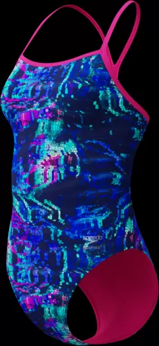 Speedo Vanquisher Printed V-Back 2.0 Swimwear Female Adult - Pixel Pool/Navy