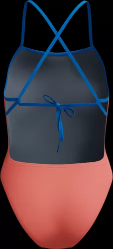 Speedo Solid Tie Back Swimwear Female Adult - Neon Coral-Lagoon Blue