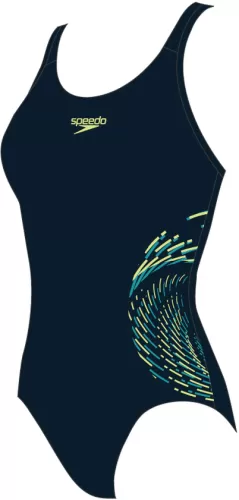 Speedo Plastisol Placement Muscleback Swimwear Female Junior/Kids (6 - True Navy/Bondi B