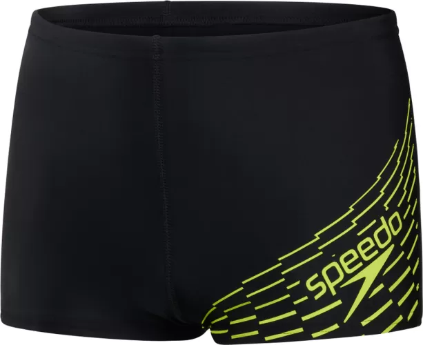 Speedo Medley Logo Aquashort Swimwear Male Junior - Black/Atomic Lime