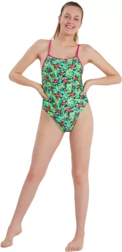 Speedo Melon Mayhem Allover Vback Swimwear Female Adult - Atomic Lime/Elect