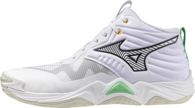 Mizuno Sport WAVE MOMENTUM ELITE MID Volleyball - white/black/frozen emerald