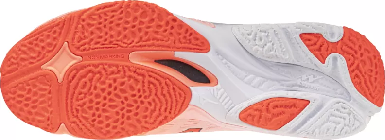 Mizuno Sport WAVE LIGHTNING ELITE Volleyball - flamingo coral/lava orange/whi