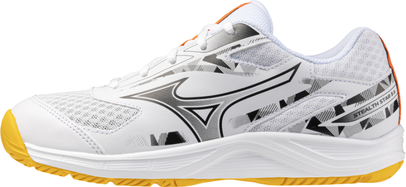 Mizuno Sport STEALTH STAR 3 Jr Indoor - white/fiery coral 2/citrus