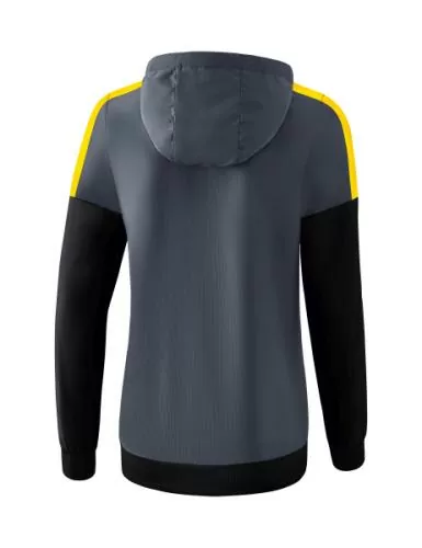 Erima Frauen Squad Tracktop Jacke mit Kapuze - slate grey/schwarz/gelb
