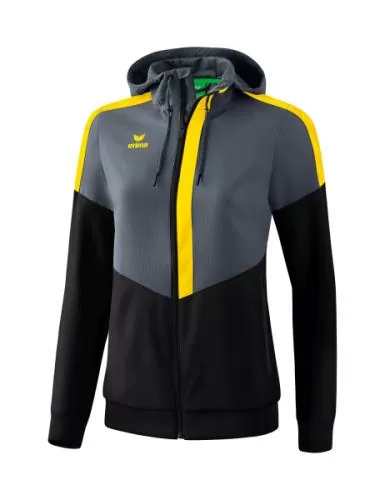 Erima Frauen Squad Tracktop Jacke mit Kapuze - slate grey/schwarz/gelb