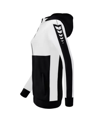 Erima Frauen Six Wings Trainingsjacke mit Kapuze - schwarz/weiß