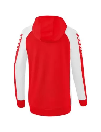 Erima Frauen Six Wings Trainingsjacke mit Kapuze - rot/weiß