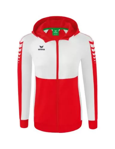 Erima Frauen Six Wings Trainingsjacke mit Kapuze - rot/weiß