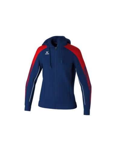 Erima Frauen EVO STAR Trainingsjacke mit Kapuze - new navy/rot (Grösse: 34)