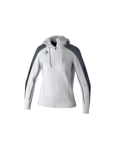 Erima Frauen EVO STAR Trainingsjacke mit Kapuze - weiß/schwarz (Grösse: 44)