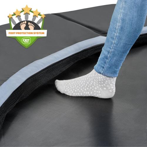 EXIT Dynamic ebenerdiges Trampolin  mit Freezone Sicherheitsplatten - schwarz, ø366cm