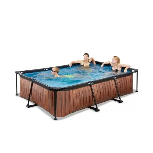 EXIT Wood Pool 300x200x65cm mit Filterpumpe - braun