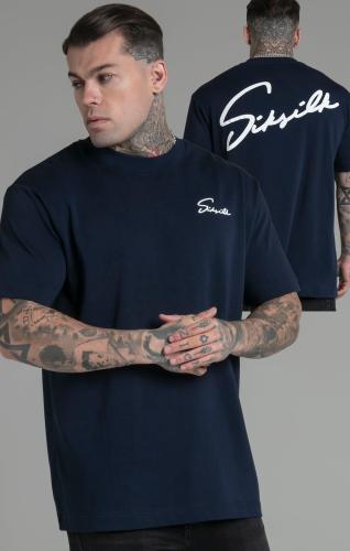 SikSilk T-Shirts Script T-Shirt - blau (Grösse: S)