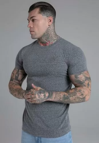 SikSilk T-Shirt Marl T-Shirt in Dark Grey - dark grey