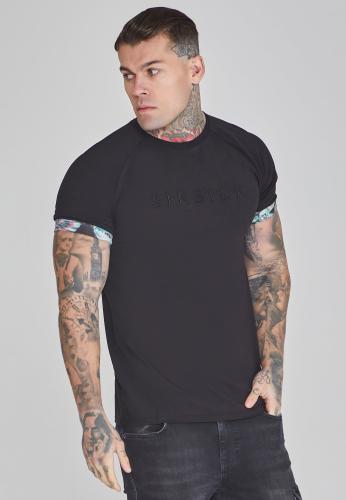 SikSilk T-Shirt Roll Sleeve T-Shirt in Black - schwarz (Grösse: S)