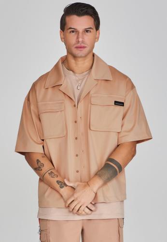 SikSilk Kurzarmhemd Flight Utility Shirt - braun (Grösse: S)