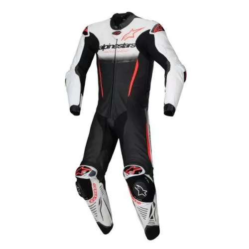 Alpinestars GP-R7 One-piece Leather Suit - white black fluo red
