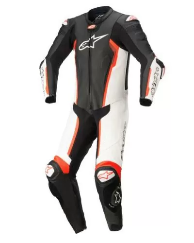 Alpinestars Missile One-piece Leather Suit - black white fluo red