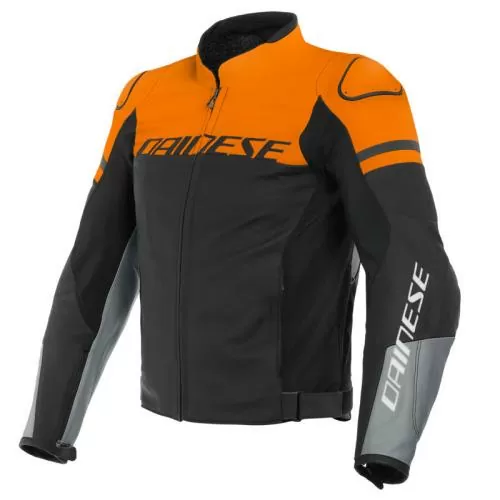 Dainese Leather jacket AGILE - black matt-orange-grey