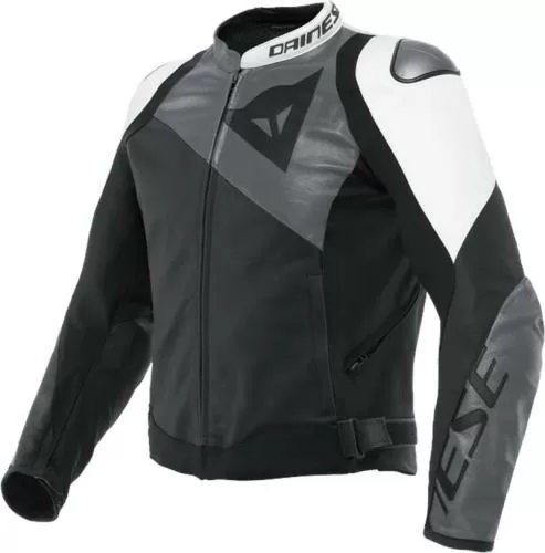 Dainese Leather Jacket Sportiva - mat black-anthracite-white