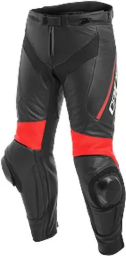 Dainese Leather pants DELTA 3 - black-red fluo