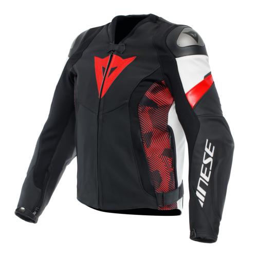 Dainese Lederjacke Avro 5 - schwarz-lava rot-weiss (Grösse: 58)