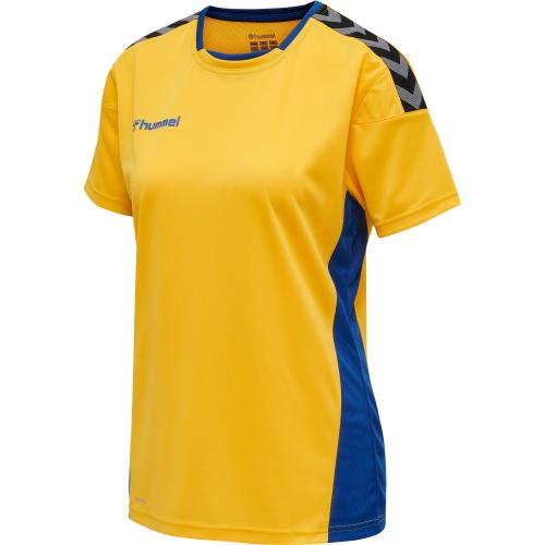 Hummel Hmlauthentic Poly Jersey Woman S/S – sports yellow/true blue (Grösse: 2XL)
