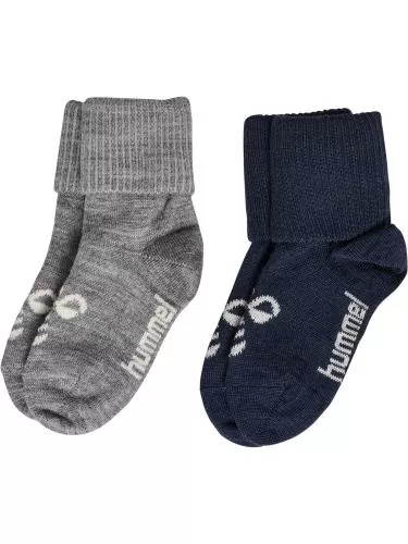 Hummel hmlMini Wool 2-Pack Socks - dress blues/grey melange
