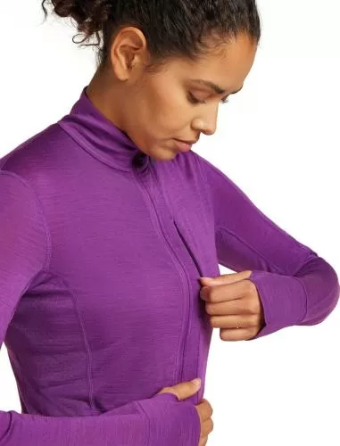 Icebreaker W Mer 200 Realfleece Descender LS Half Z - passion