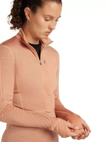Icebreaker W Mer 200 Realfleece Descender LS Half Z - desert sand