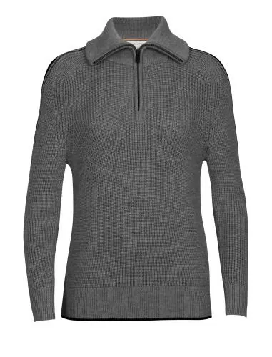 Icebreaker Women Lodge LS Half Zip Sweater - gritstone hthr