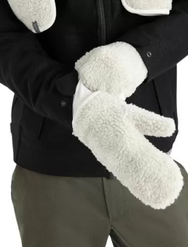 Icebreaker Unisex RealFleece High Pile Mittens - ecru hthr