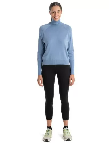 Icebreaker Women MerinoFine Luxe LS High Neck Sweater - kyanite
