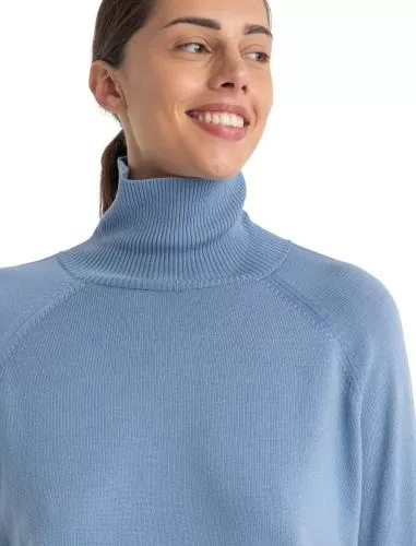 Icebreaker Women MerinoFine Luxe LS High Neck Sweater - kyanite