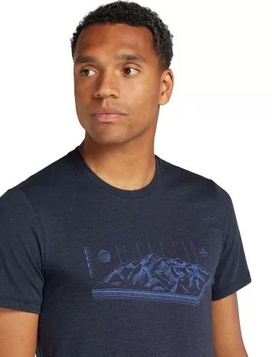 Icebreaker Men Merino Mer Central Classic SS Tee Alps 3D - midnight navy