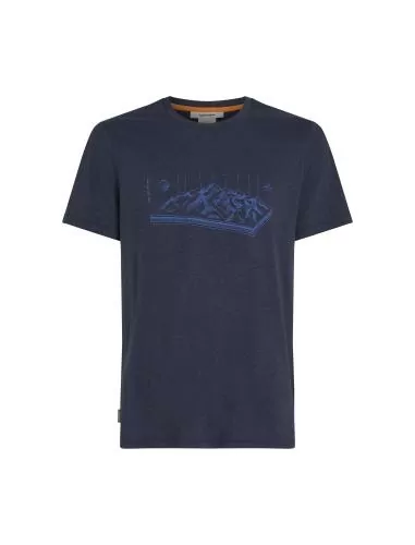 Icebreaker Men Merino Mer Central Classic SS Tee Alps 3D - midnight navy