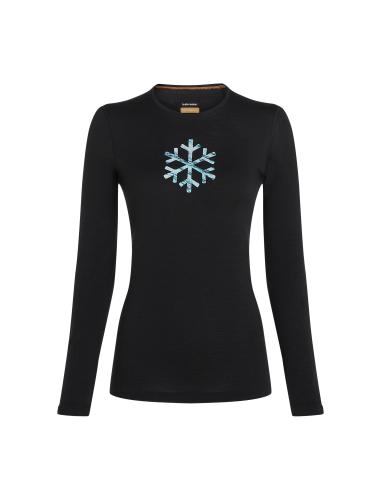 Icebreaker Women Merino Mer 200 Oasis LS Crewe POW - black (Grösse: M)