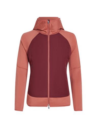Icebreaker Women Merino Mer Quantum Hybrid LS Zip Hoodie - cedar wood (Grösse: L)