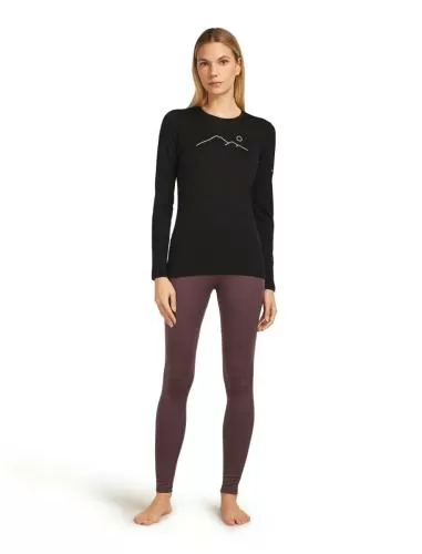 Icebreaker Women Merino 200 Oasis LS Crewe Rainer Ridge - black