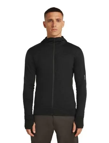 Icebreaker Men Merino Blend 300 RealFleece Descender LS Zip Hoodie - black