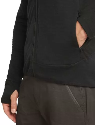 Icebreaker Men Merino Blend 300 RealFleece Descender LS Zip Hoodie - black