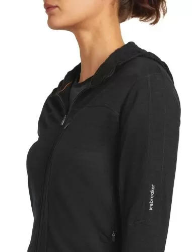 Icebreaker Women Merino Blend 300 RealFleece Descender LS Zip Hoodie - black